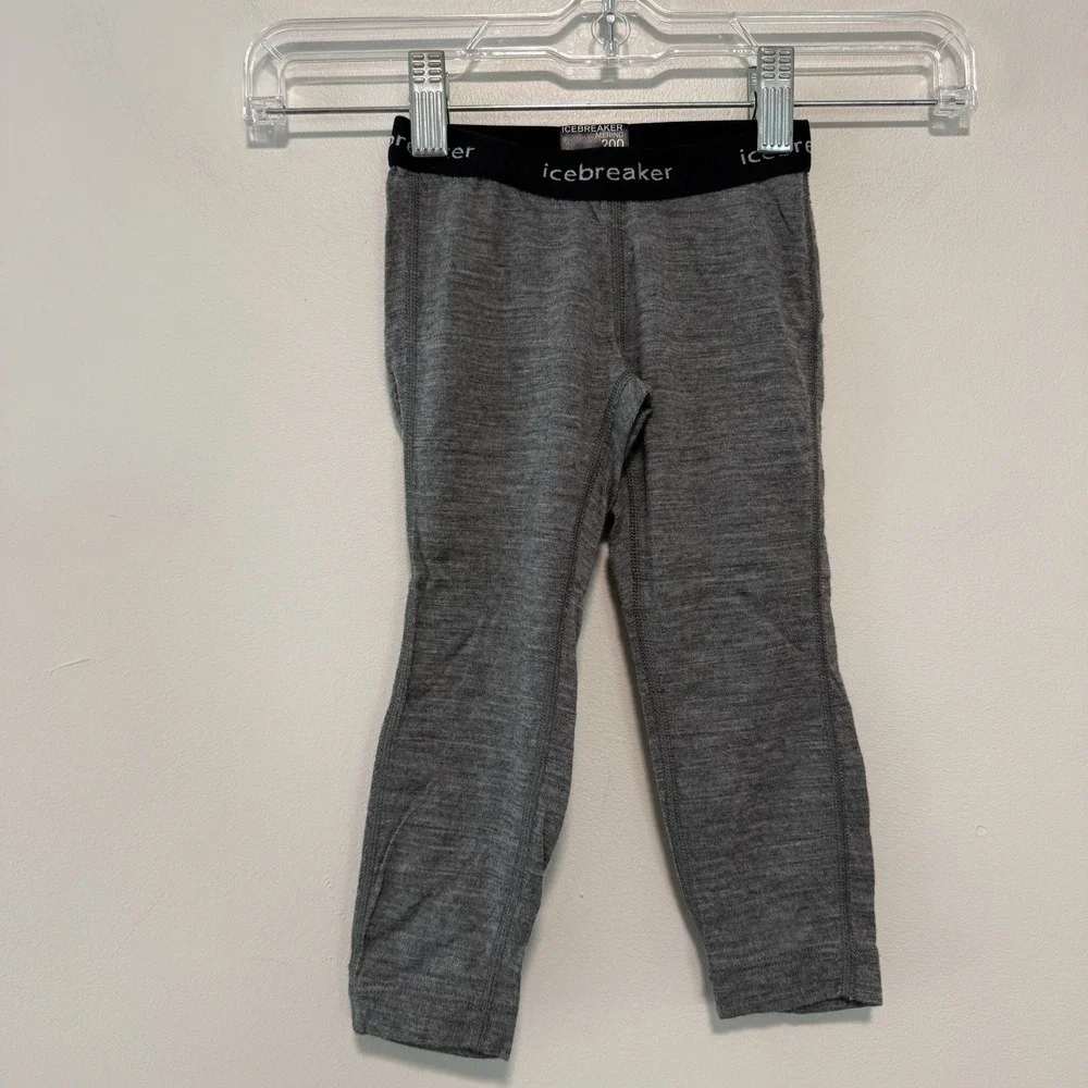 Icebreaker Merino 200 Gray Oasis Thermal Baselayer Leggings Toddler Size 2